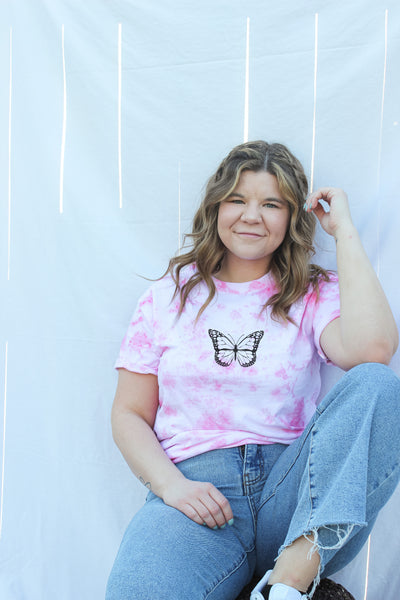Tie Dye Butterfly Graphic Tee