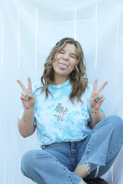 Tie Dye Floral Graphic Tee
