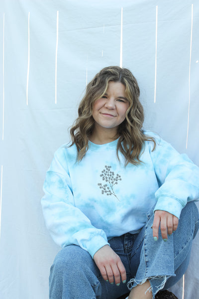 Tie Dye Floral Graphic Crew Neck