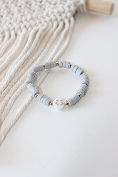 Single Color Segmented White Smiley Face Bracelet