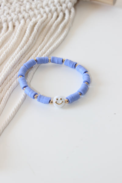 Single Color Segmented White Smiley Face Bracelet
