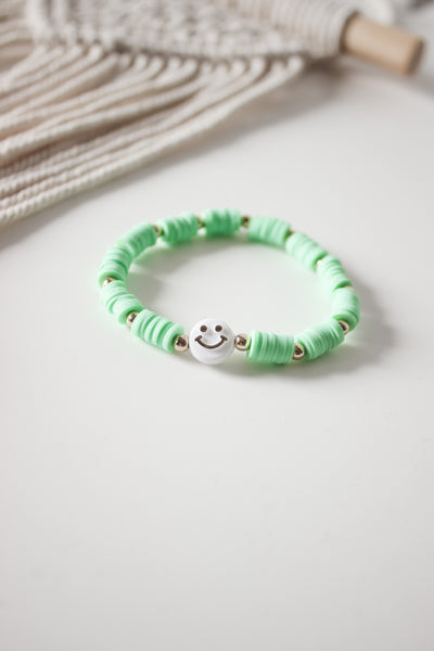 Single Color Segmented White Smiley Face Bracelet