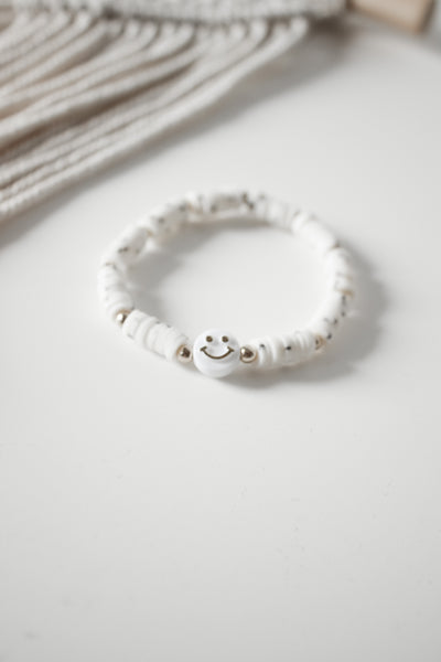 Single Color Segmented White Smiley Face Bracelet