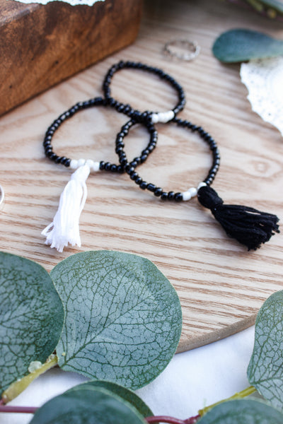 Black & White Beaded Bracelet