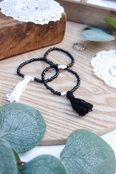 Black & White Beaded Bracelet