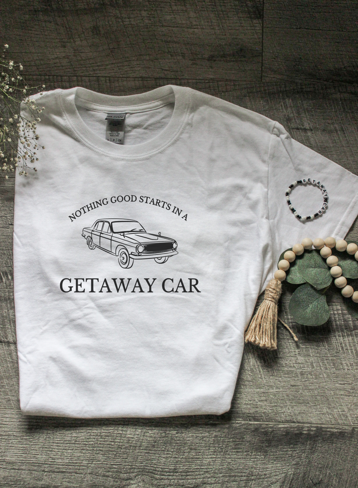Getaway Car Graphic Tee& Matching Bracelet