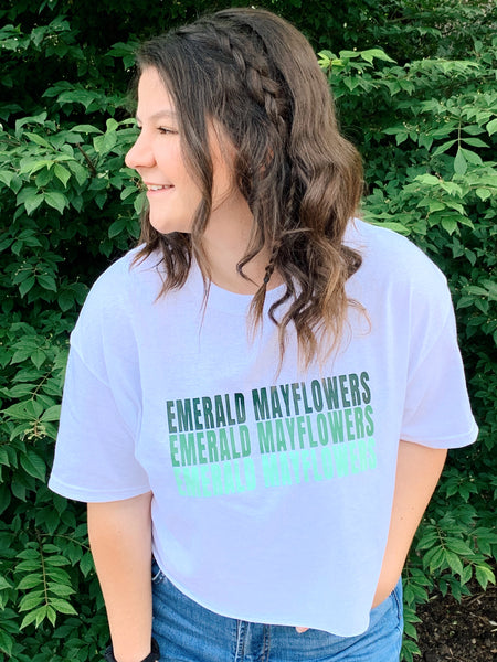 Emerald Mayflowers Cropped Graphic Tee