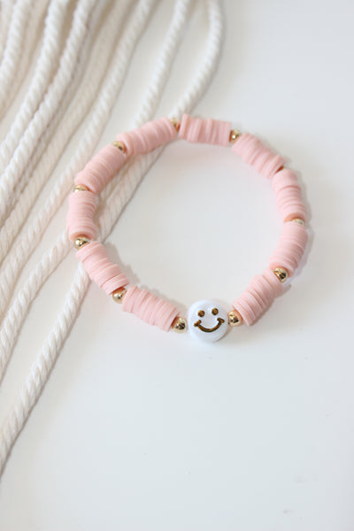 Single Color Segmented White Smiley Face Bracelet