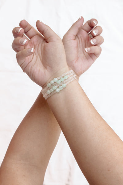 Matte White & Sage Green Beaded Bracelet